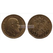Германская империя Вюртемберг 10 марок 1900 год "F" Вильгельм II. Золото