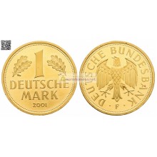 (ФРГ) Федеративная Республика Германия 1 марка 2001 год (F). Выход немецкой марки из обращения. Золото. BU