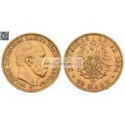 Германская империя Пруссия 20 марок 1884 год "A" Вильгельм I. Золото