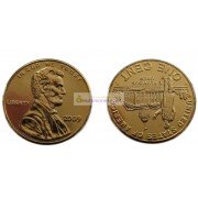 США 1 цент 2009 АВРААМ ЛИНКОЛЬН покрытие золото 24 К АЦ UNC
