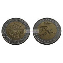 Перу 2 новых соля 2003 год. биметалл