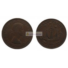 Великобритания 1/2 пенни (полпенни) 1956 год. Королева Елизавета II