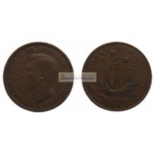 Великобритания 1/2 пенни (полпенни) 1943 год. Король Георг VI