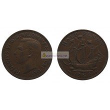 Великобритания 1/2 пенни (полпенни) 1952 год. Король Георг VI