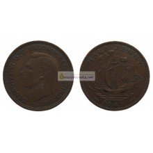 Великобритания 1/2 пенни (полпенни) 1946 год. Король Георг VI Великобритания 1/2 пенни (полпенни) 1946 год. Король Георг VI