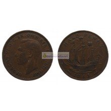 Великобритания 1/2 пенни (полпенни) 1943 год. Король Георг VI