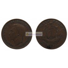 Великобритания 1/2 пенни (полпенни) 1943 год. Король Георг VI