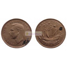 Великобритания 1/2 пенни (полпенни) 1945 год. Король Георг VI Великобритания 1/2 пенни (полпенни) 1945 год. Король Георг VI