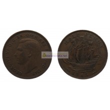 Великобритания 1/2 пенни (полпенни) 1945 год. Король Георг VI Великобритания 1/2 пенни (полпенни) 1945 год. Король Георг VI
