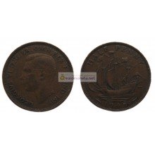 Великобритания 1/2 пенни (полпенни) 1945 год. Король Георг VI Великобритания 1/2 пенни (полпенни) 1945 год. Король Георг VI