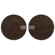 Великобритания 1/2 пенни (полпенни) 1945 год. Король Георг VI Великобритания 1/2 пенни (полпенни) 1945 год. Король Георг VI