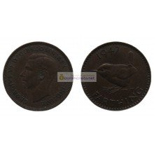 Великобритания 1 фартинг 1947 год. Король Георг VI