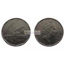 Фиджи 50 центов 2009 год Королева Елизавета II Фиджи 50 центов 2009 год Королева Елизавета II