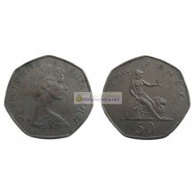 Великобритания 50 новых пенсов 1969 год. Королева Елизавета II