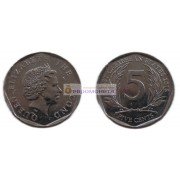 Восточные Карибы 5 центов 2015 год. Королева Елизавета II