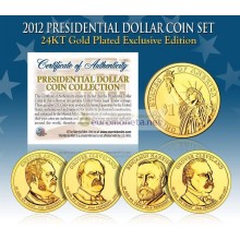 США 2012 монетный двор 24K золото Президентские $1 доллар монеты полный комплект из 4 монет