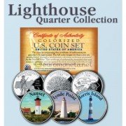 США квотер 25 центов цветные история Америки Маяки №7 набор из 3 монет