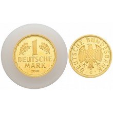 (ФРГ) Федеративная Республика Германия 1 марка 2001 год (G). Выход немецкой марки из обращения. Золото. BU