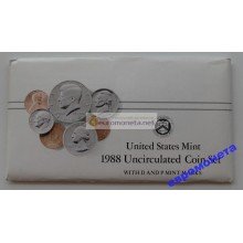 США полный годовой набор монет 1988 год P D Кеннеди АЦ 10 монет