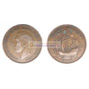 Великобритания 1/2 пенни (полпенни) 1940 год. Король Георг VI