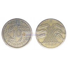 Германия (Веймарская республика) 10 рентенпфеннигов 1924 год "А" - Берлин