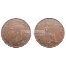 Великобритания 1 пенни 1947 год. Король Георг VI