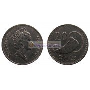 Фиджи 20 центов 1990 год Королева Елизавета II