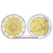 Люксембург 2 евро 2012 год 10 лет наличному обращению евро, биметалл АЦ из ролла