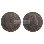 Германская империя Бавария 5 марок 1875 год D серебро Людвиг II