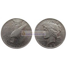 США 1 доллар 1923 год. "D" - Денвер. Мирный доллар (Peace Dollar). Серебро.