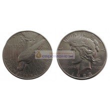 США 1 доллар 1923 год. "S" - Сан-Франциско. Мирный доллар (Peace Dollar). Серебро.