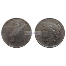 США 1 доллар 1922 год. "D" - Денвер. Мирный доллар (Peace Dollar). Серебро.