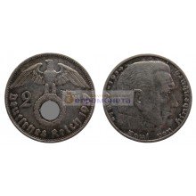 Германия третий рейх 2 рейхсмарки (марки) 1937 год G серебро Гинденбург