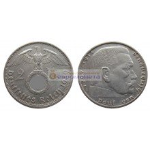Германия третий рейх 2 рейхсмарки (марки) 1939 год A серебро Гинденбург