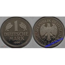 ФРГ 1 марка 1994 год Отметка монетного двора: "D" - Мюнхен ФРГ 1 марка 1994 год Отметка монетного двора: "D" - Мюнхен