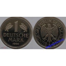 ФРГ 1 марка 1994 год Отметка монетного двора: "F" - Штутгарт
