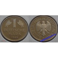 ФРГ 1 марка 1989 год Отметка монетного двора: "F" - Штутгарт
