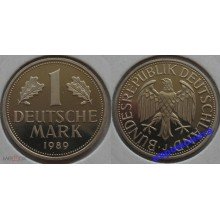 ФРГ 1 марка 1989 год Отметка монетного двора: "J" - Гамбург