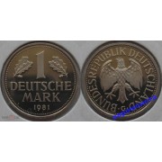 ФРГ 1 марка 1981 год Отметка монетного двора: "G" - Карлсруэ