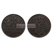 Швеция 5 эре 1950 год. Железо. Король Густав V