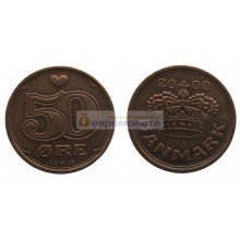 Дания 50 эре 2000 год. Королева Маргрете II