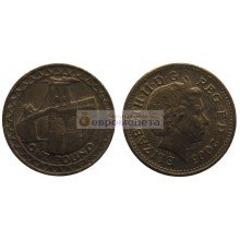 Великобритания 1 фунт 2005 год Висячий мост через Менай Королева Елизавета II