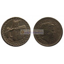 Великобритания 1 фунт 2005 год Висячий мост через Менай Королева Елизавета II