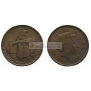 Великобритания 1 фунт 2005 год Висячий мост через Менай Королева Елизавета II