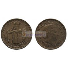 Великобритания 1 фунт 2005 год Висячий мост через Менай Королева Елизавета II