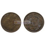 Франция Третья Республика 1 франк 1938 год Франция Третья Республика 1 франк 1938 год