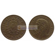 Германская империя Баден 10 марок 1876 год "G" Фридрих. Золото