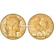 Франция Третья Республика 20 франков 1907 год. Золото.