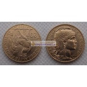 Франция Третья Республика 20 франков 1909 год. Золото.