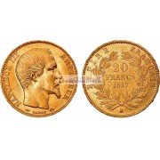 Франция Император Наполеон III 20 франков 1857 год A. Золото.